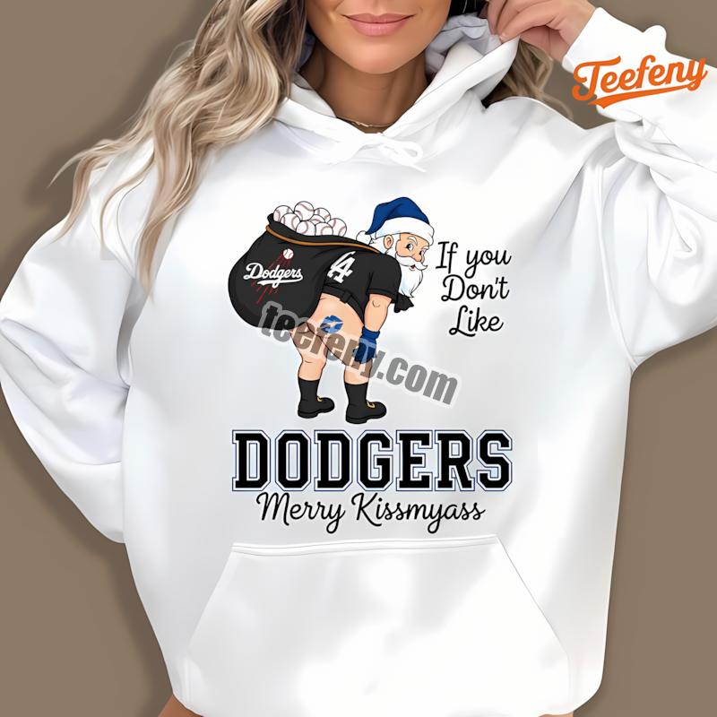 Los Angeles Dodgers Merry Kissmyass Funny Santa Hoodie Los Angeles Dodgers Merry Kissmyass Funny Santa Hoodie