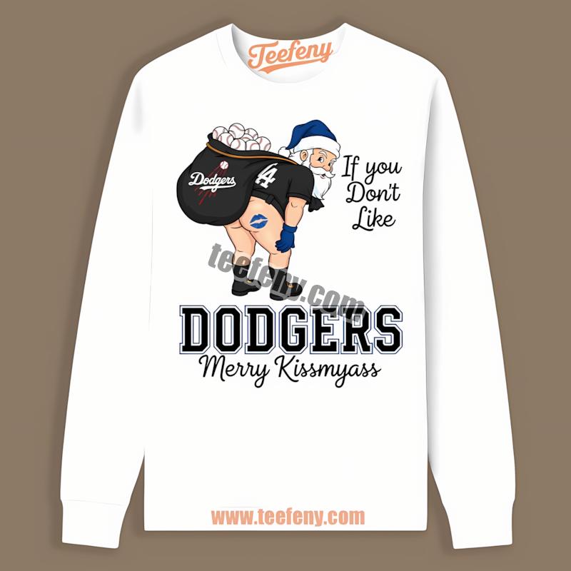Los Angeles Dodgers Merry Kissmyass Funny Santa Long Sleeve Los Angeles Dodgers Merry Kissmyass Funny Santa Long Sleeve