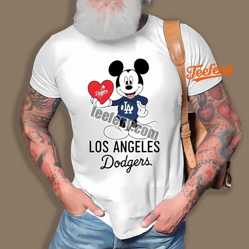 Los Angeles Dodgers Mickey Heart Baseball Shirt