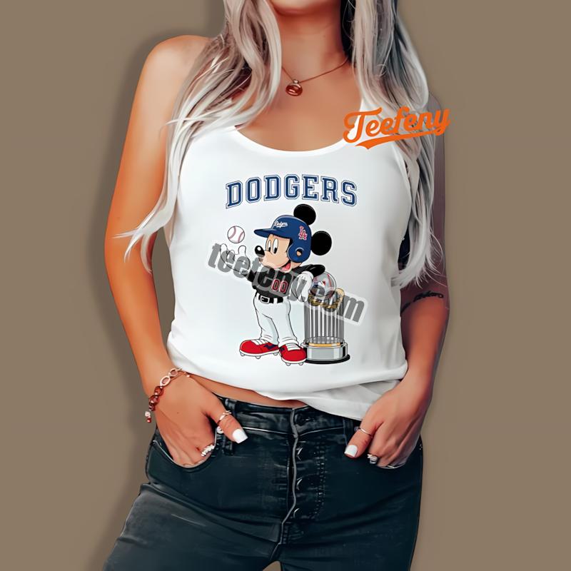 Los Angeles Dodgers Mickey With Baseball Bat Cartoon Tanktop Los Angeles Dodgers Mickey With Baseball Bat Cartoon Tanktop