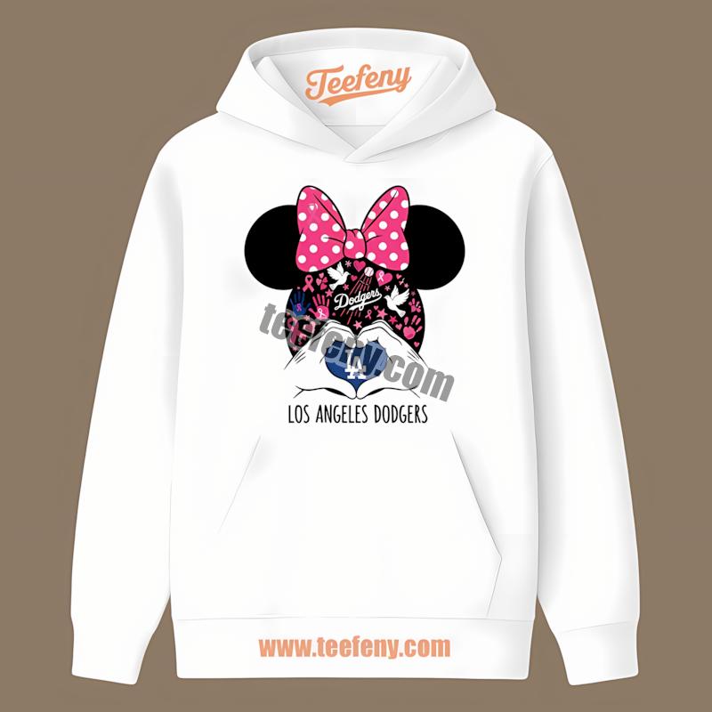 Los Angeles Dodgers Minnie Mouse Breast Cancer Hoodie Los Angeles Dodgers Minnie Mouse Breast Cancer Hoodie
