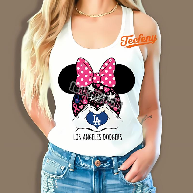 Los Angeles Dodgers Minnie Mouse Breast Cancer Tanktop Los Angeles Dodgers Minnie Mouse Breast Cancer Tanktop