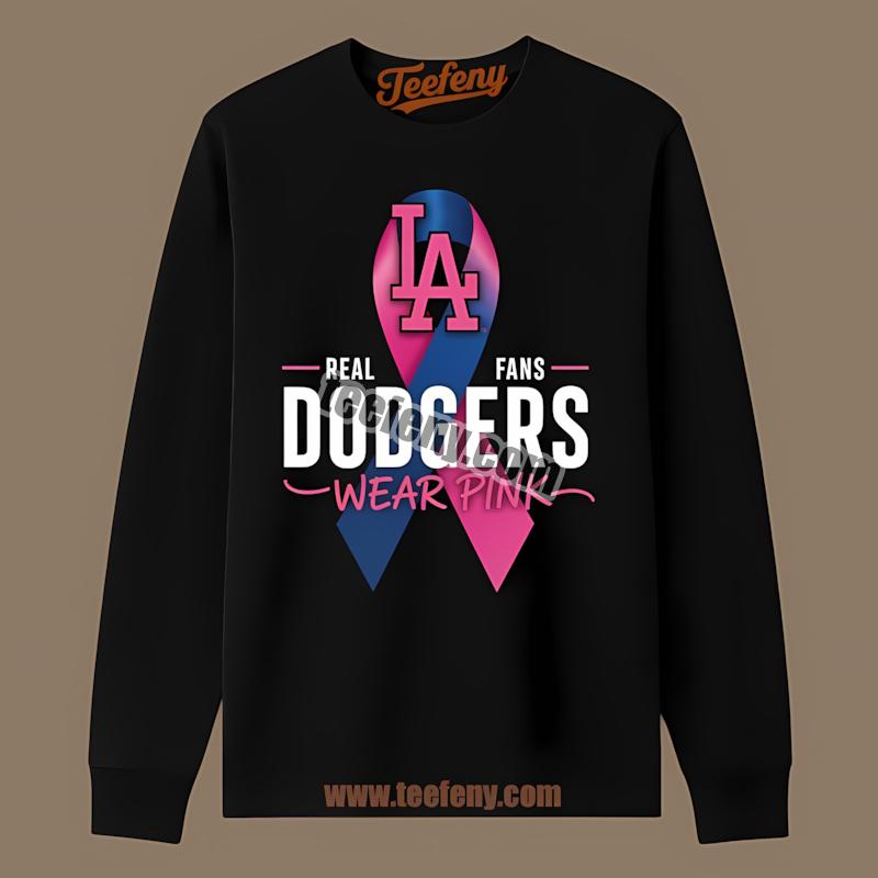Los Angeles Dodgers Real Fans Wear Pink Long Sleeve Los Angeles Dodgers Real Fans Wear Pink Long Sleeve