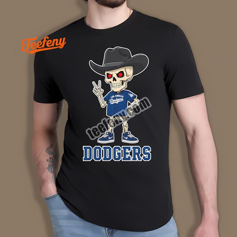 Los Angeles Dodgers Skeleton Cowboy Western Shirt