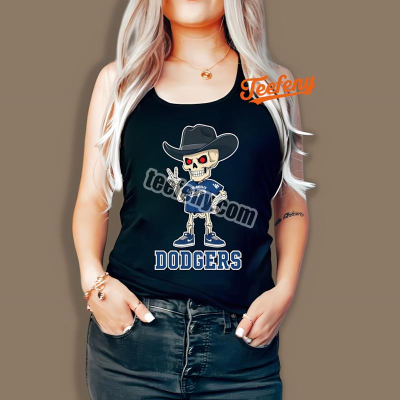 Los Angeles Dodgers Skeleton Cowboy Western Tanktop Los Angeles Dodgers Skeleton Cowboy Western Tanktop