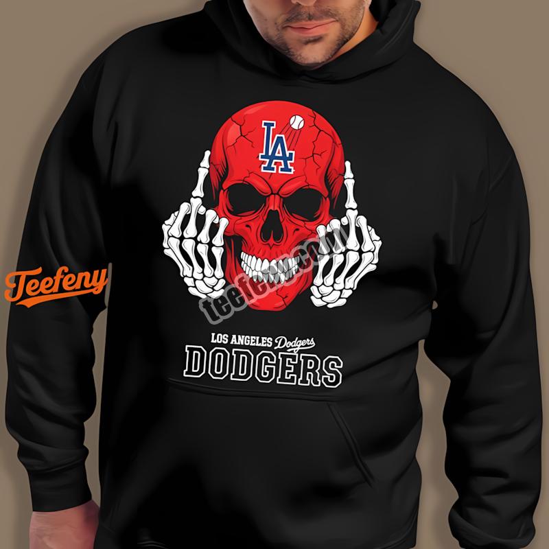 Los Angeles Dodgers Skull Middle Finger Attitude Hoodie Los Angeles Dodgers Skull Middle Finger Attitude Hoodie