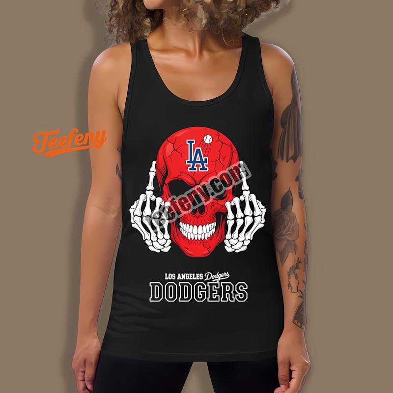 Los Angeles Dodgers Skull Middle Finger Attitude Tanktop Los Angeles Dodgers Skull Middle Finger Attitude Tanktop
