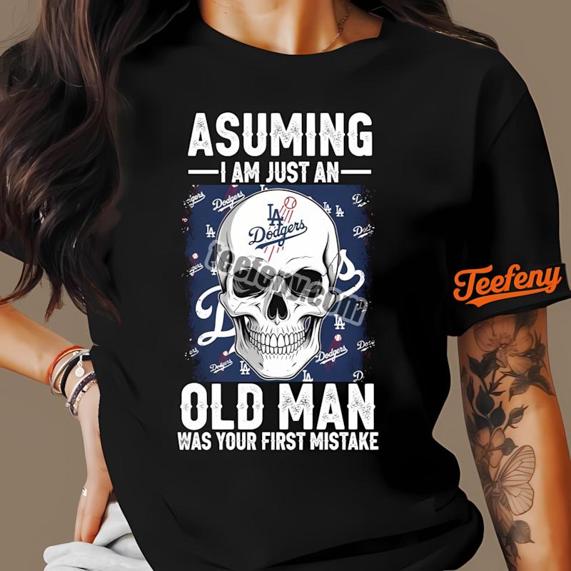 Los Angeles Dodgers Skull Old Man Baseball Fan Shirt