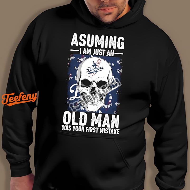 Los Angeles Dodgers Skull Old Man Baseball Fan Hoodie Los Angeles Dodgers Skull Old Man Baseball Fan Hoodie