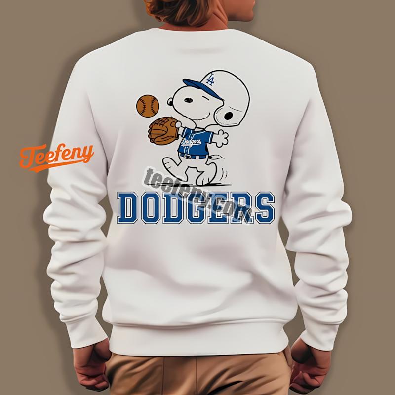 Los Angeles Dodgers Snoopy Baseball Running Pose Long Sleeve Los Angeles Dodgers Snoopy Baseball Running Pose Long Sleeve