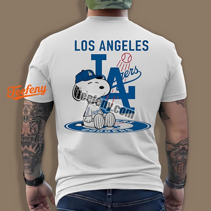 Los Angeles Dodgers Snoopy Tattoo Logo Arm Shirt