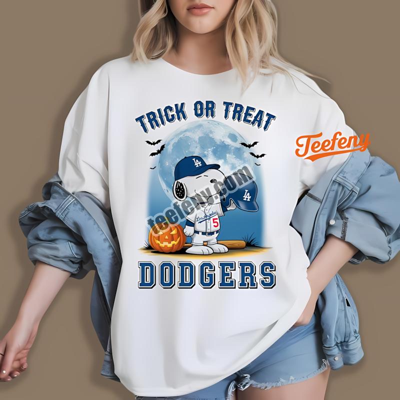 Los Angeles Dodgers Snoopy Trick Or Treat Halloween Shirt