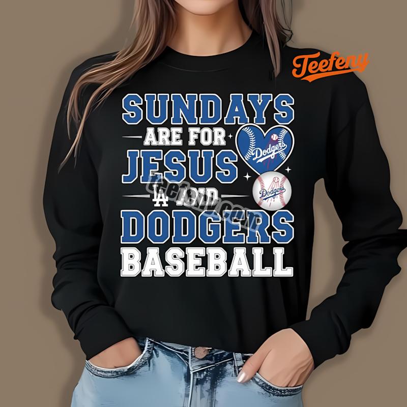 Los Angeles Dodgers Sundays For Jesus And Baseball Long Sleeve Los Angeles Dodgers Sundays For Jesus And Baseball Long Sleeve