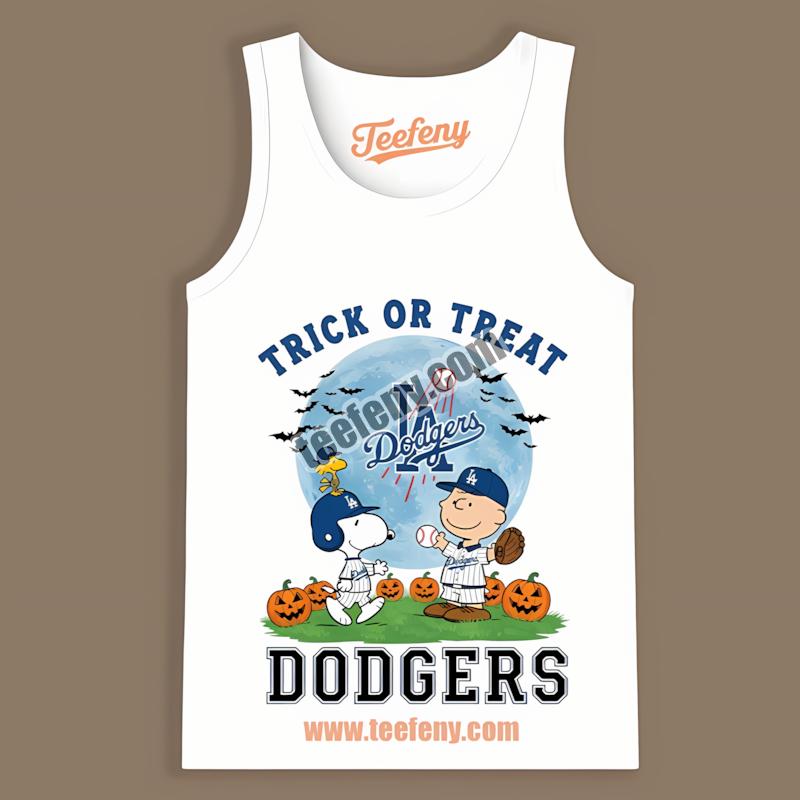 Los Angeles Dodgers Trick Or Treat Charlie Brown Halloween Tanktop Los Angeles Dodgers Trick Or Treat Charlie Brown Halloween Tanktop