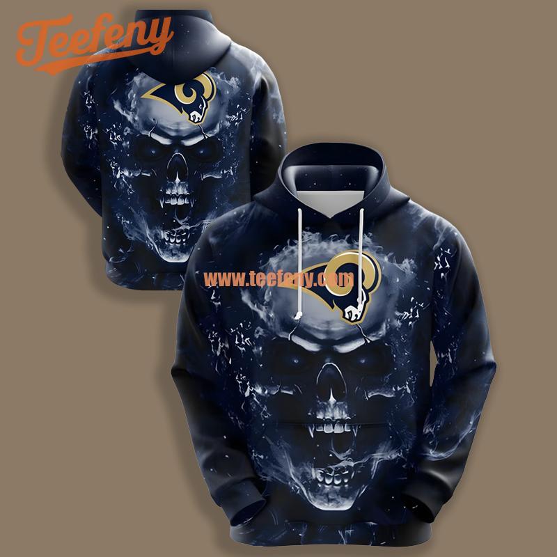 Los Angeles Rams Burning Skull Black Printing 3D Hoodie