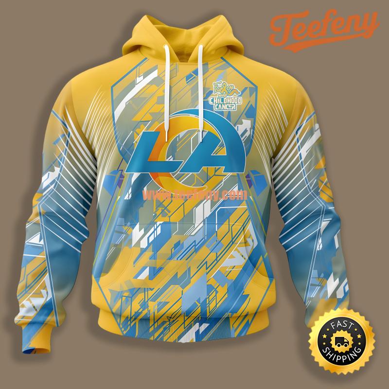 Los Angeles Rams Childhood Cancers Yellow Blue Cool 3D Hoodie