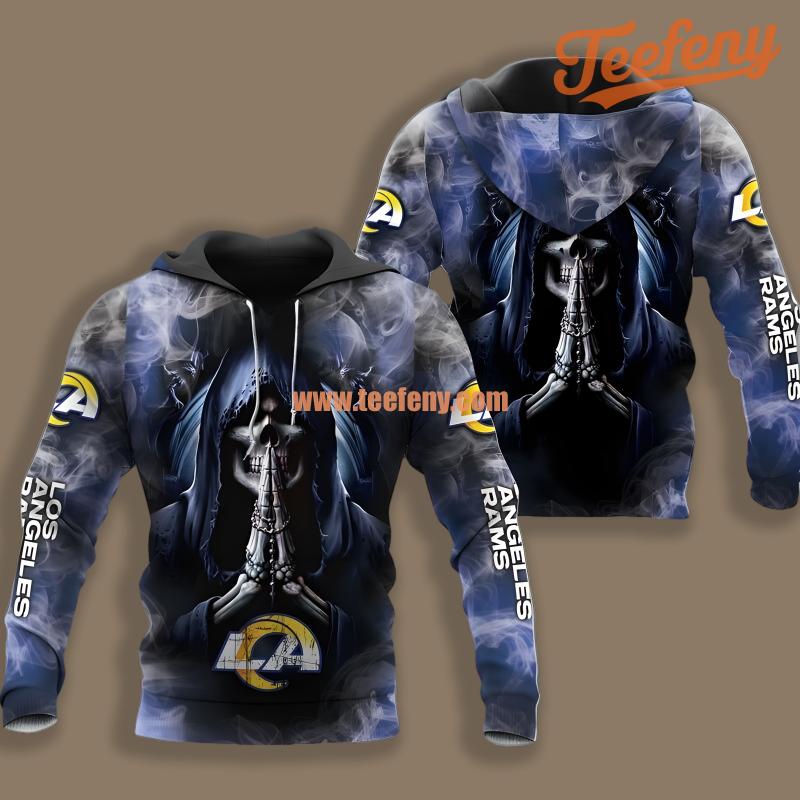 Los Angeles Rams Death Smoke Black Blue Printing 3D Hoodie