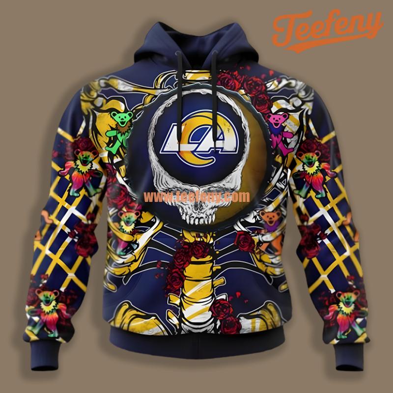 Los Angeles Rams Grateful Dead Blue Pullover 3D Hoodie