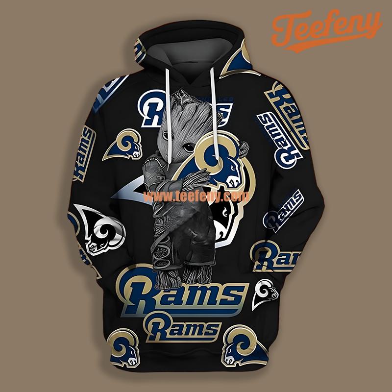 Los Angeles Rams Groot Black Blue Youth 3D Hoodie