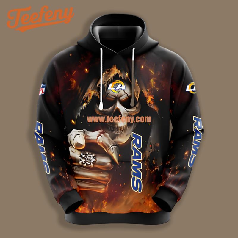 Los Angeles Rams Halloween Skull Orange Black Pattern 3D Hoodie
