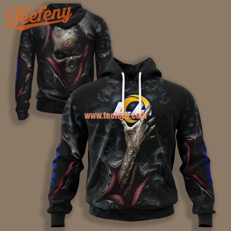 Los Angeles Rams Hand Of Skull Black Cool 3D Hoodie