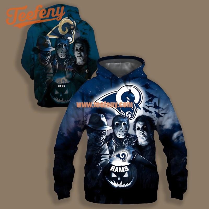 Los Angeles Rams Jason Freddy Krueger Blue Design 3D Hoodie