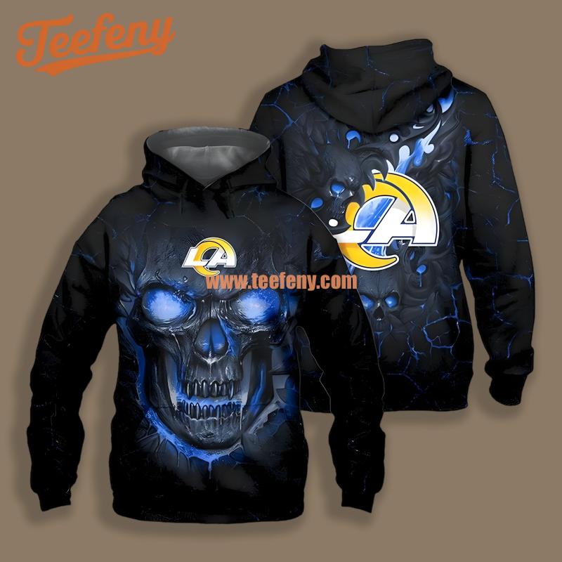 Los Angeles Rams Lava Skull Black Blue Mens 3D Hoodie