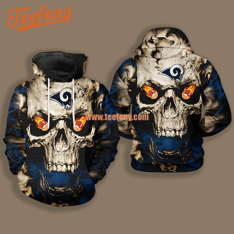 Los Angeles Rams Skull Blue Black Boys 3D Hoodie