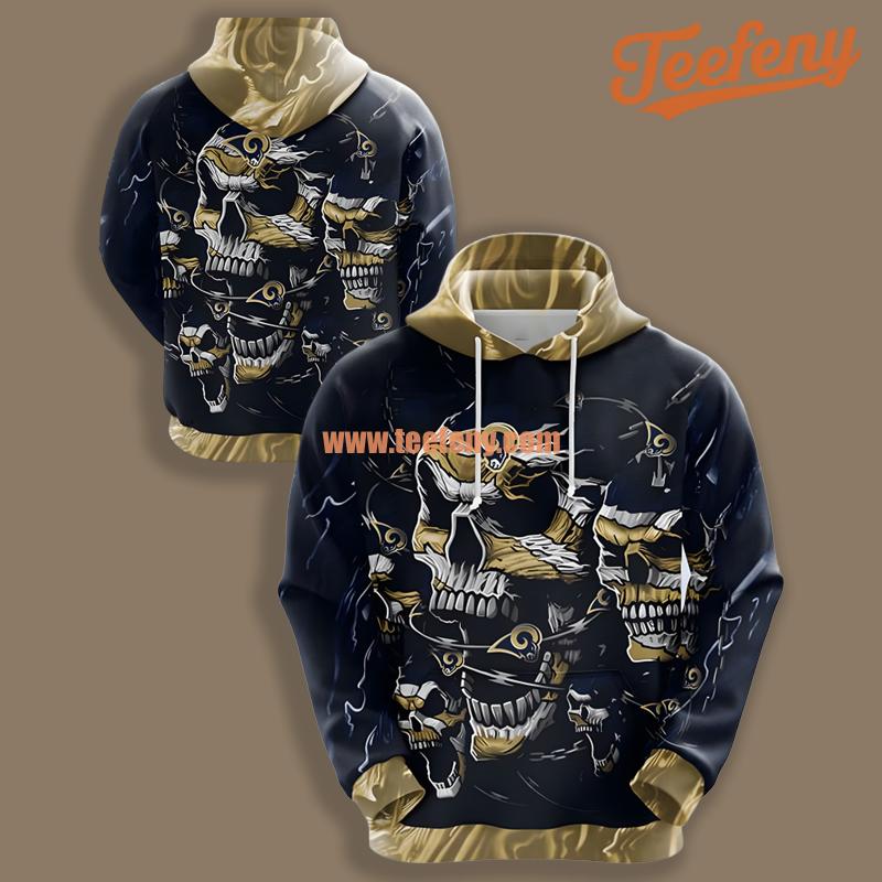 Los Angeles Rams Skull Funny Yellow Black For Men 3D Hoodie