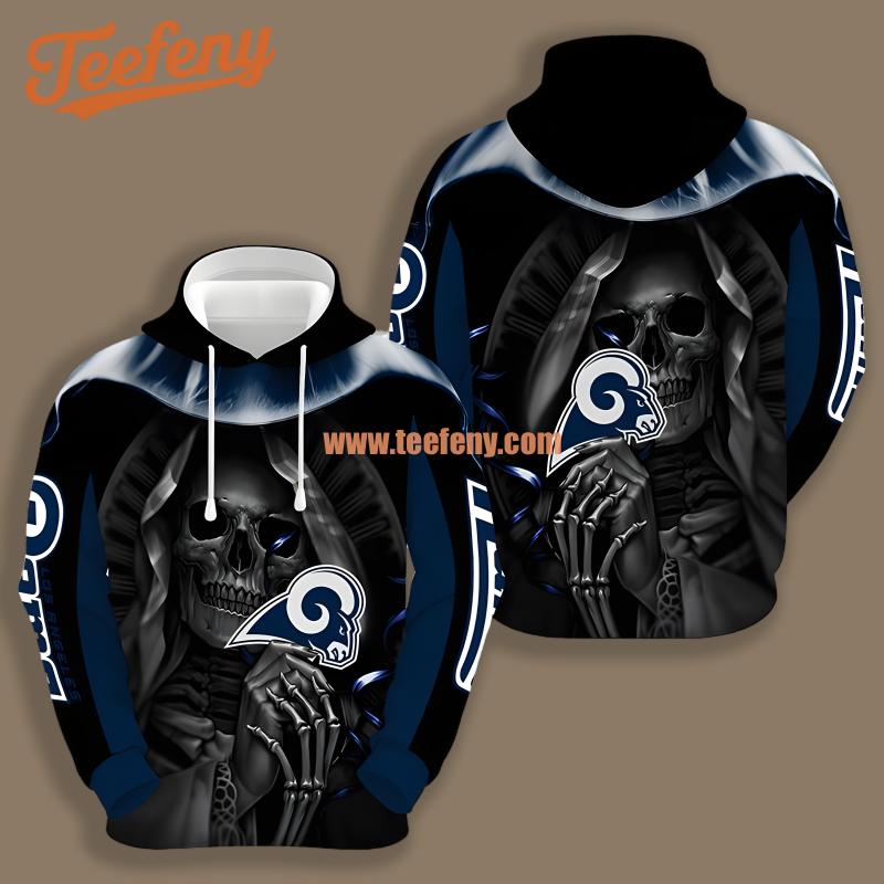 Los Angeles Rams Skull Hold Blue Black Printed 3D Hoodie