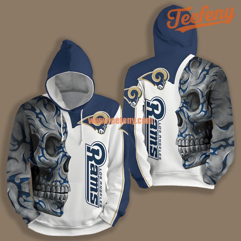 Los Angeles Rams Skull White Blue Graphic 3D Hoodie