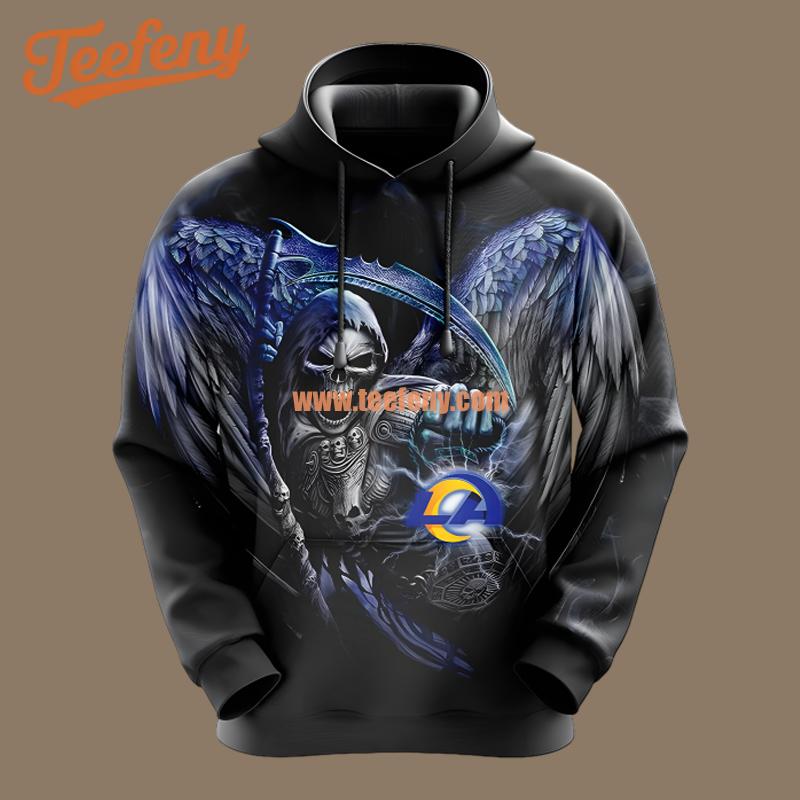 Los Angeles Rams Skull Wings Black Blue For Sale 3D Hoodie