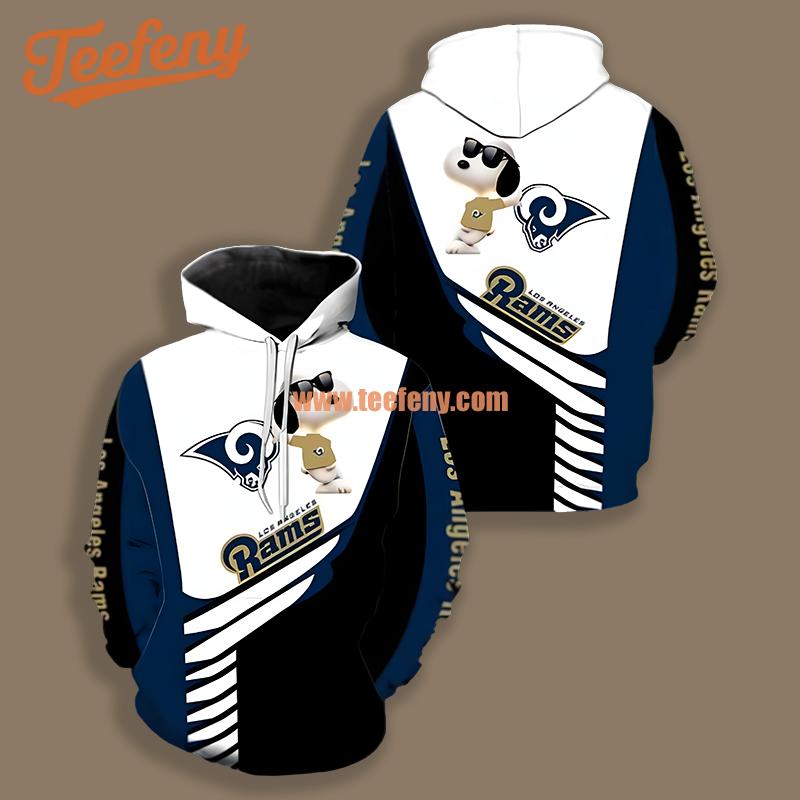 Los Angeles Rams Snoopy White Blue Full Print 3D Hoodie