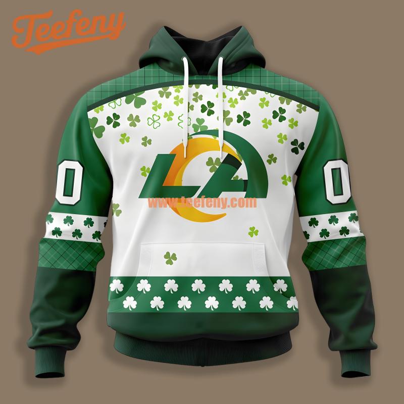 Los Angeles Rams St Patrick Day Green White 3D Hoodie