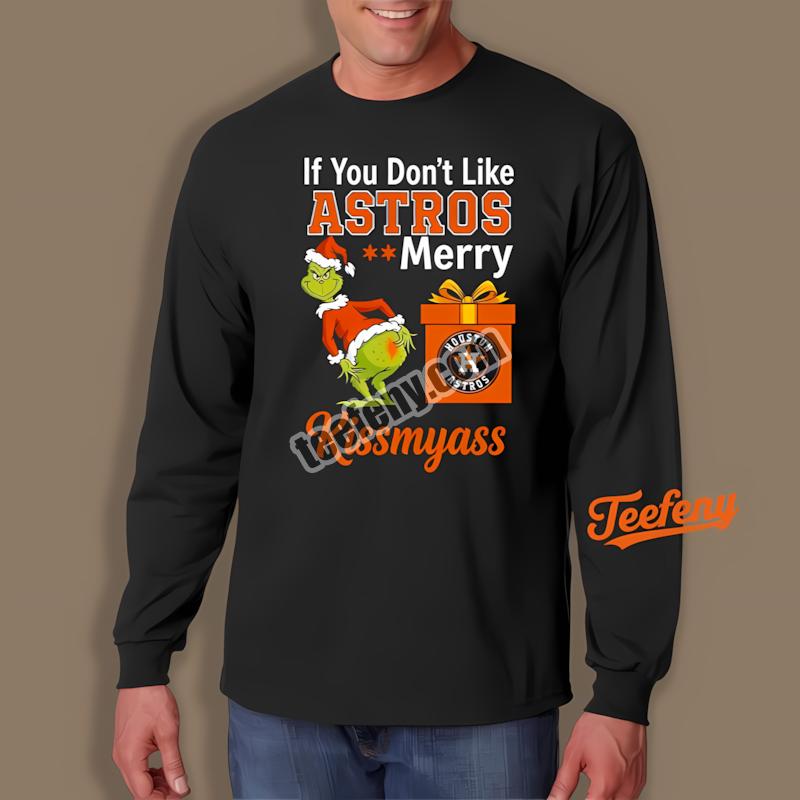 Merry Kissmyass Houston Astros Grinch Unisex Long Sleeve Merry Kissmyass Houston Astros Grinch Unisex Long Sleeve