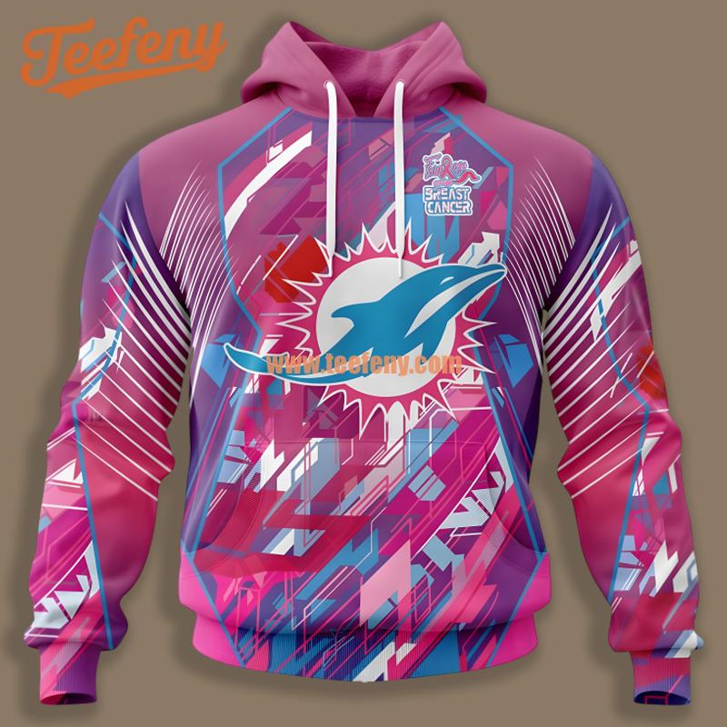 Miami Dolphins Breast Cancer Pink Blue Printed 3D Hoodie