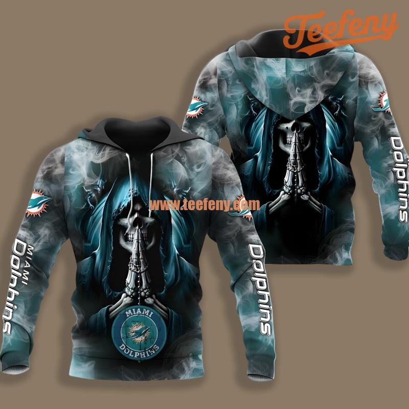 Miami Dolphins Death Smoke Blue Black Pullover 3D Hoodie