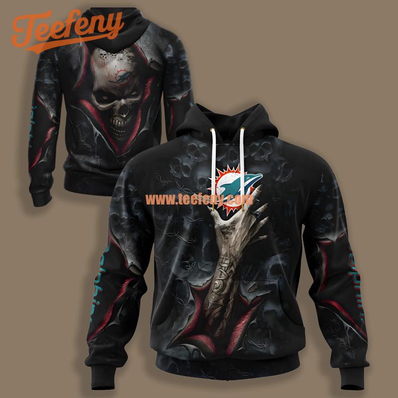 Miami Dolphins Devil Hand Black Printed 3D Hoodie