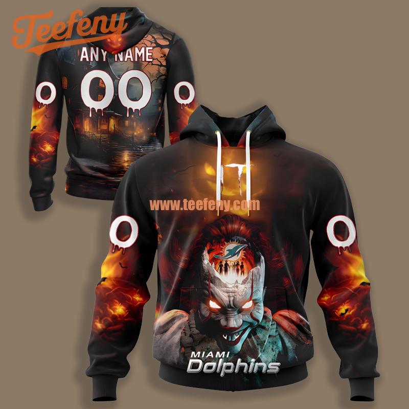 Miami Dolphins Halloween Badut Mematikan Black 3D Hoodie