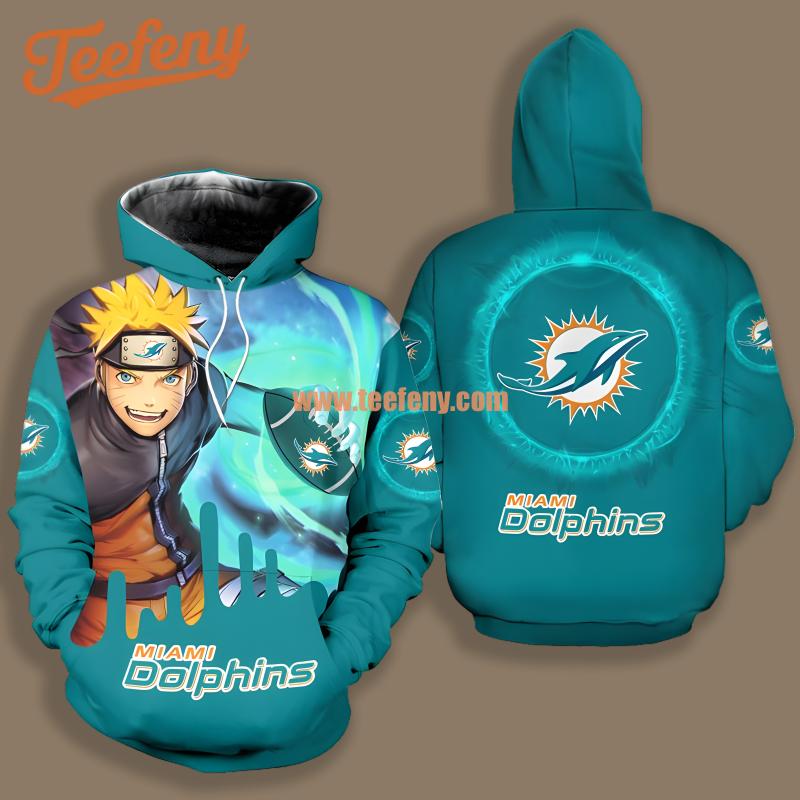 Miami Dolphins Naruto Blue Design 3D Hoodie
