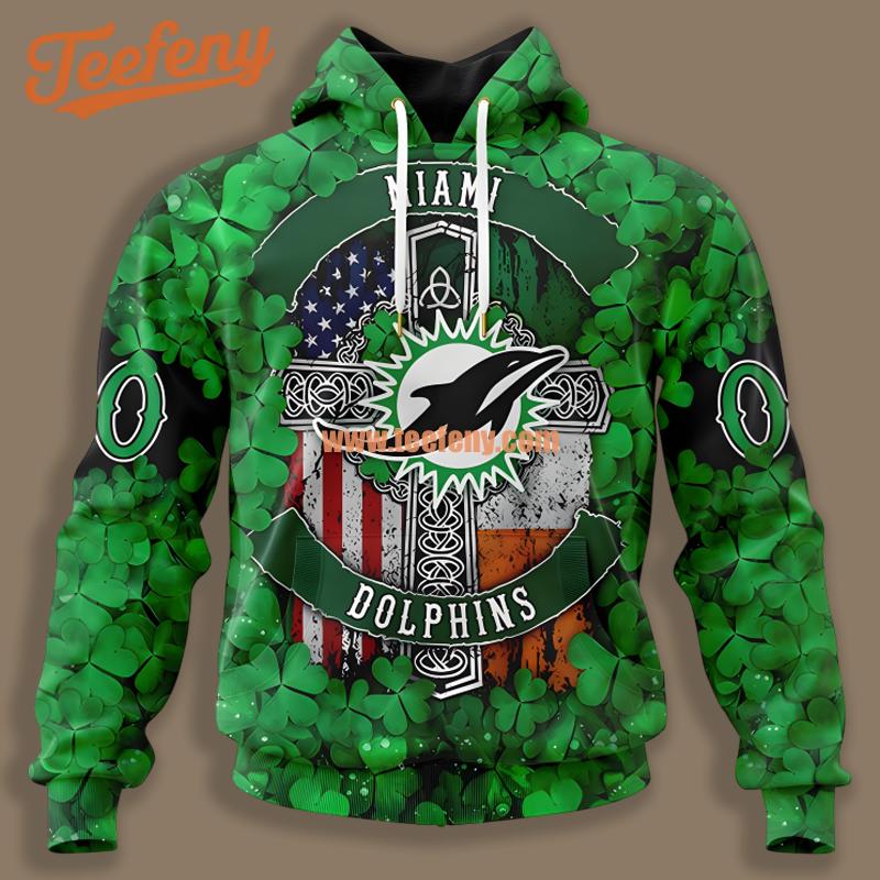 Miami Dolphins St Patrick Day Green 3D Puff Print Hoodie