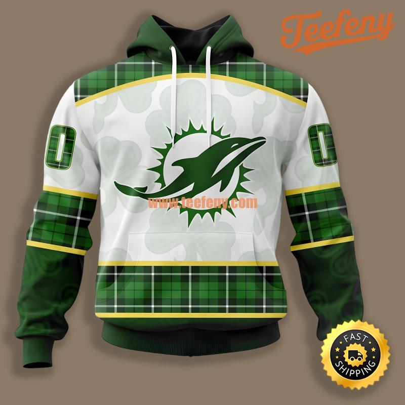 Miami Dolphins St Patrick Day Green White 3D Zip Up Hoodie