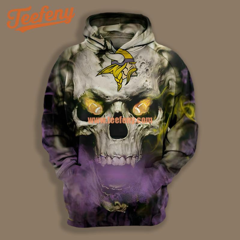 Minnesota Vikings Skull Stay Purple Graphic 3D Hoodie