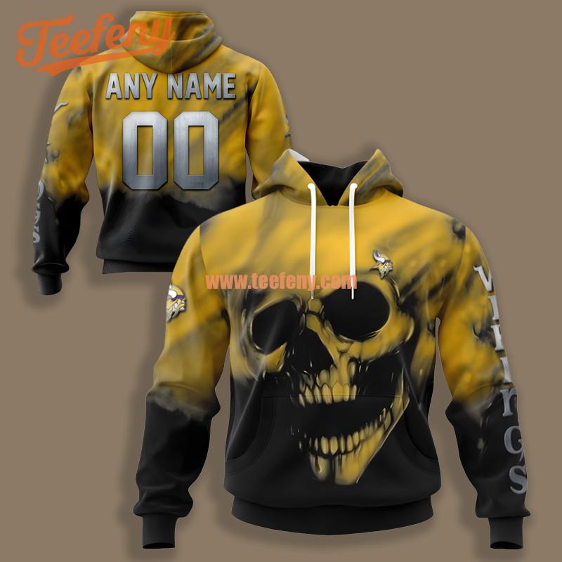 Minnesota Vikings Skull Yellow Black 3D Cool Hoodie