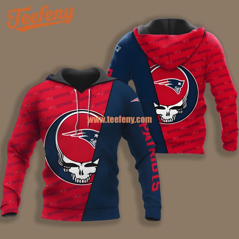 New England Patriots Grateful Dead Red Blue Art 3D Hoodie