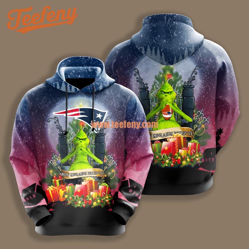 New England Patriots Grinch Christmas Blue Novelty 3D Hoodie