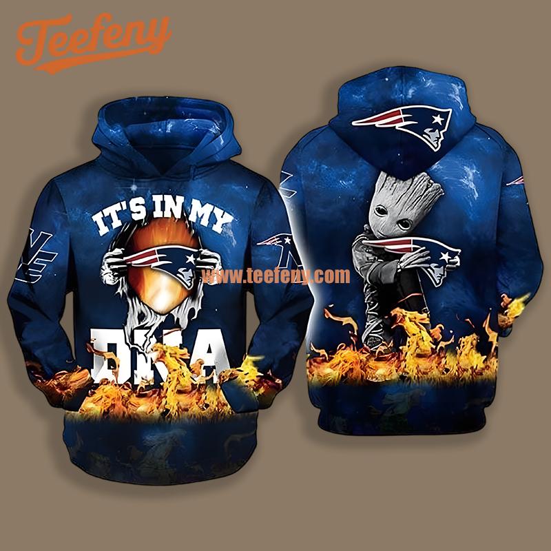 New England Patriots Groot It Horror Blue 3D Hoodie
