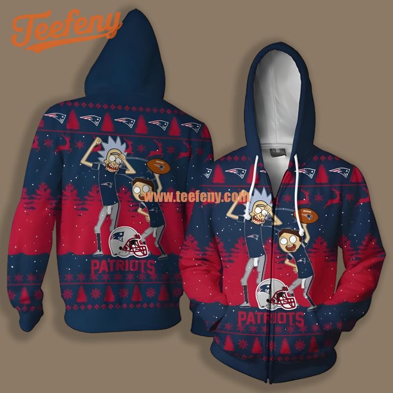 New England Patriots Rick And Morty Dance Red Blue Printing 3D Hoodie