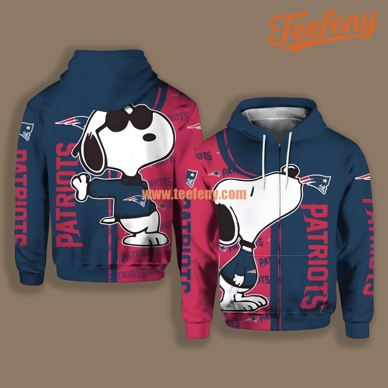New England Patriots Snoopy Christmas Red Blue Print 3D Hoodie