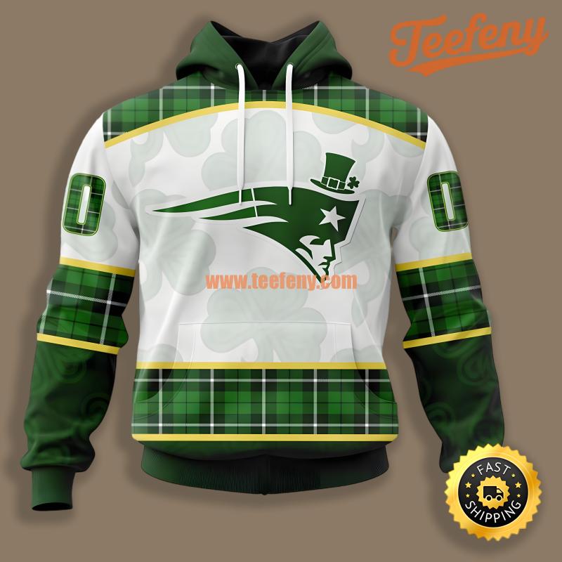 New England Patriots St Patrick Day Green White 3D Puff Print Hoodie